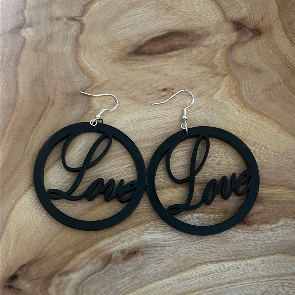 Black Love Hoop Earrings